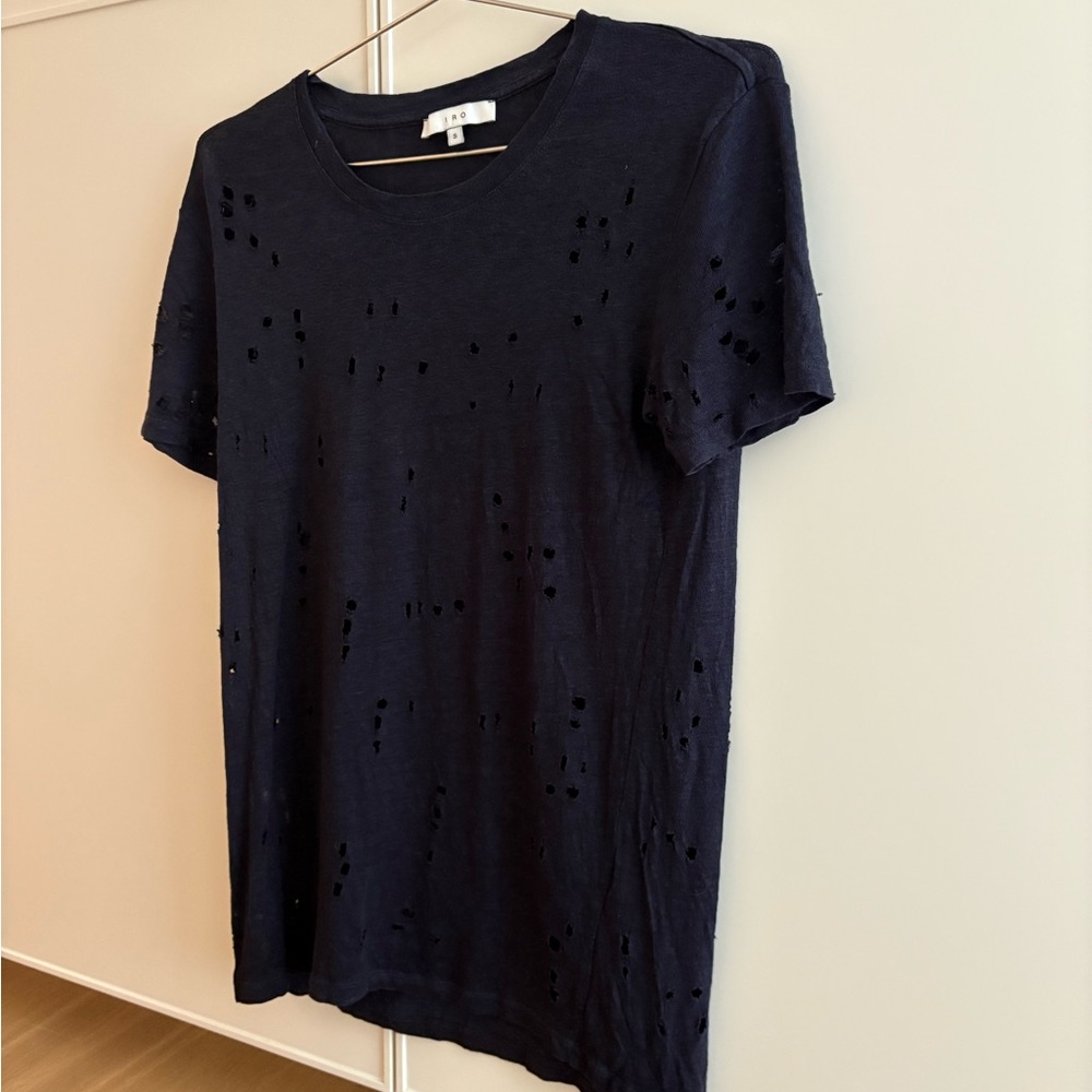 IRO Black Distressed Short Sleeve Tee
